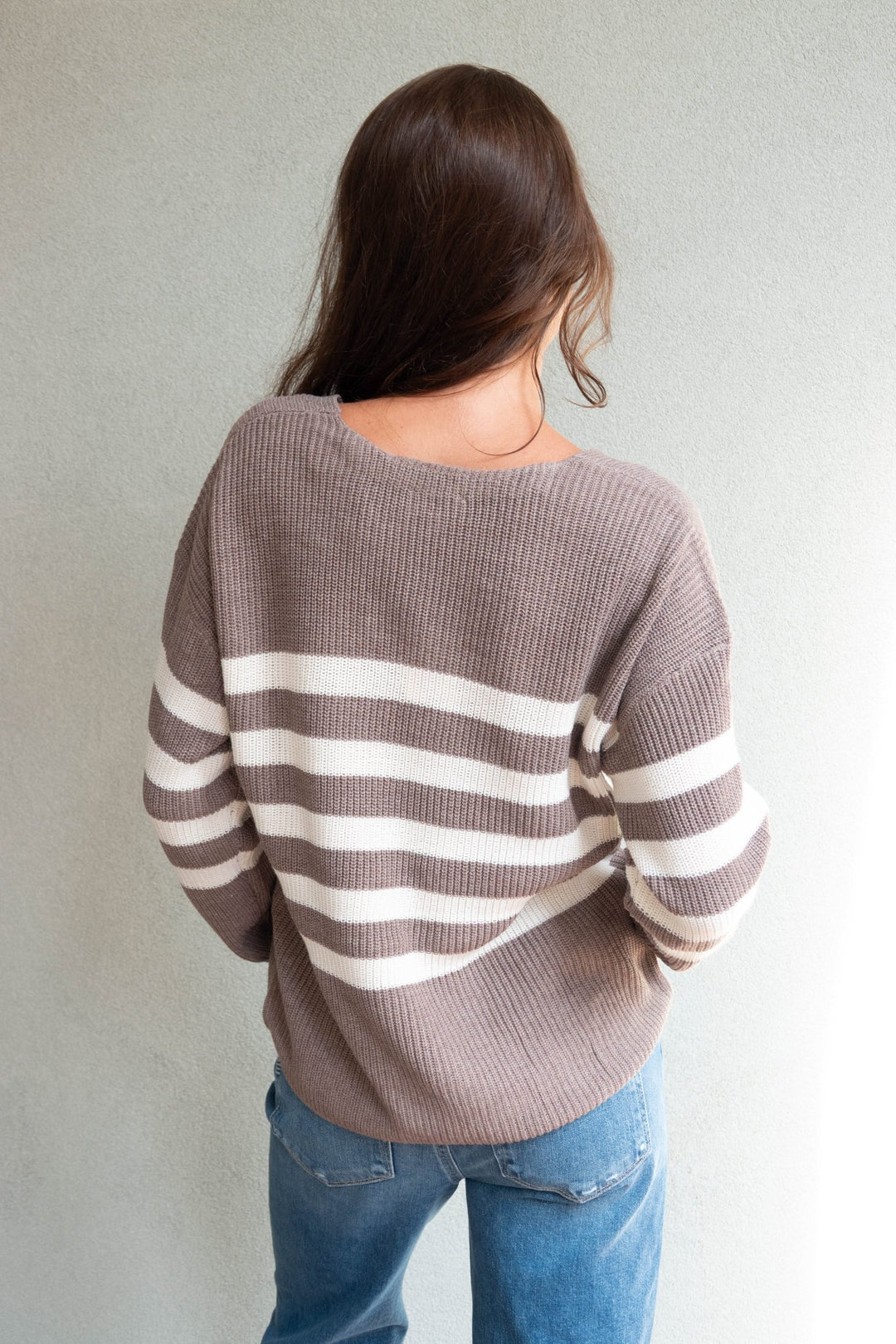 Tucker Sweater - Latte Stripe - Jaffi&