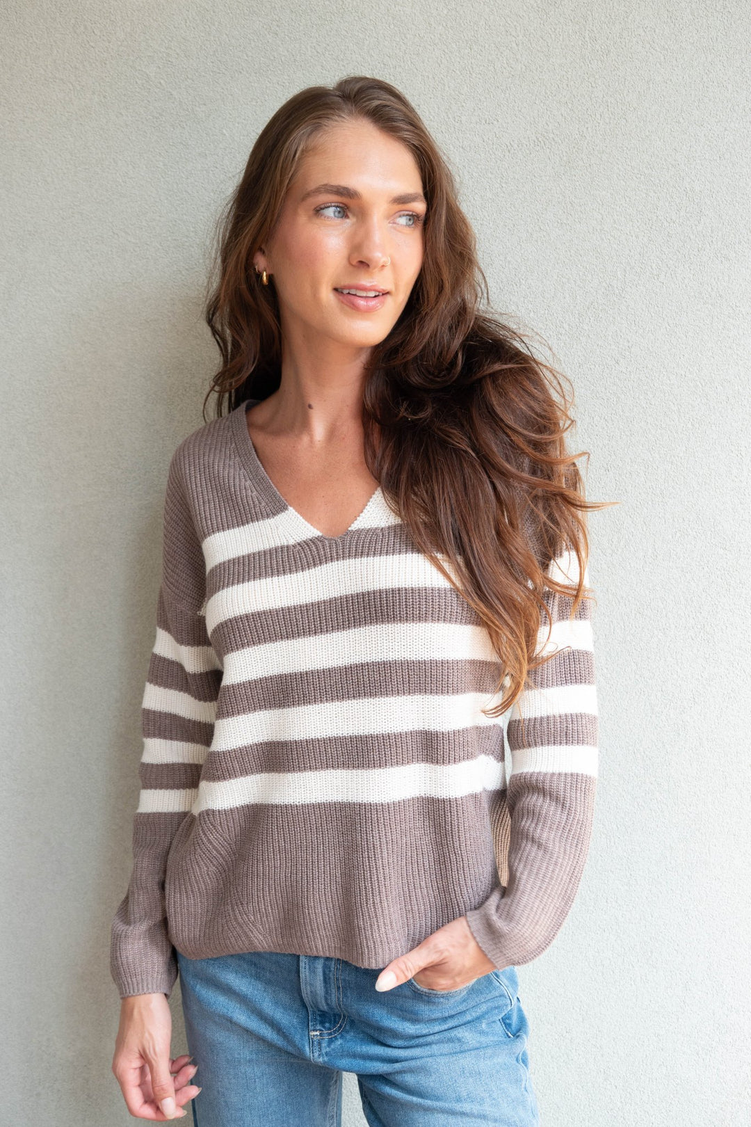 Tucker Sweater - Latte Stripe - Jaffi's