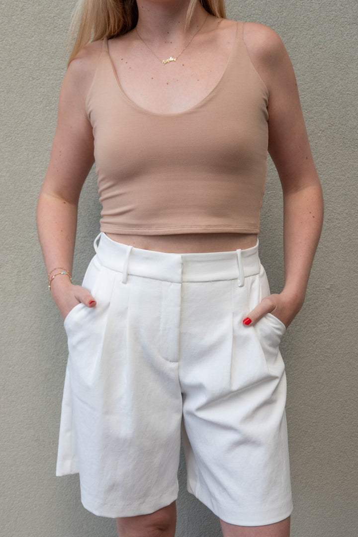 Twill Bermuda Short - White - Jaffi's