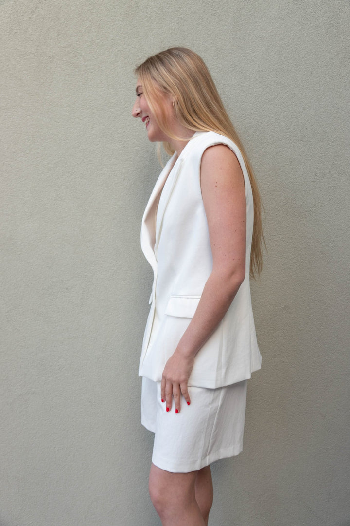 Twill Vest - White - Jaffi's