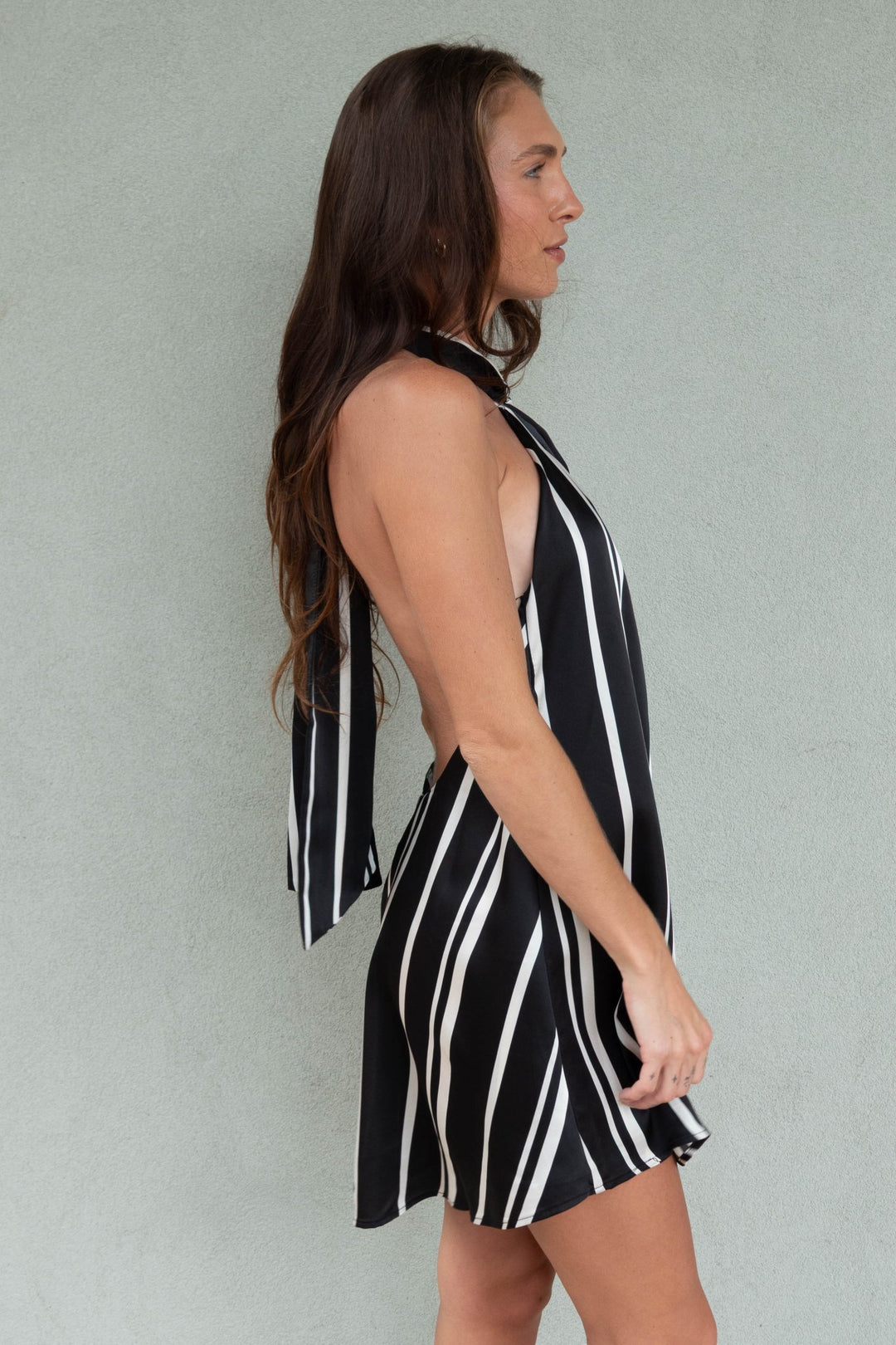 Twist Mini Dress - Onyx Stripe - Jaffi&