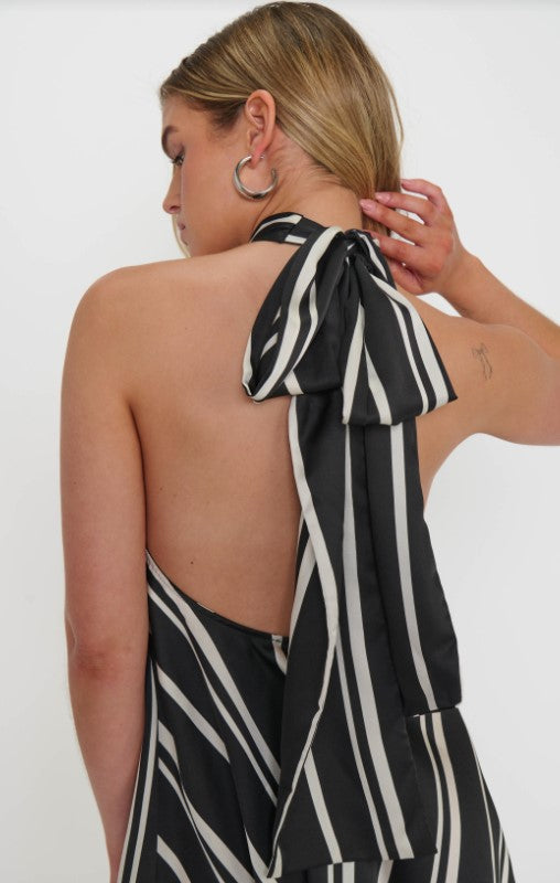 Twist Mini Dress - Onyx Stripe