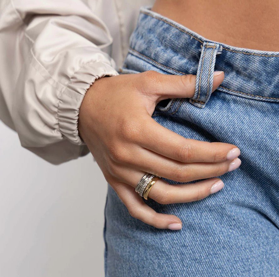 Two Tone Faye Ring Stack - Jaffi's