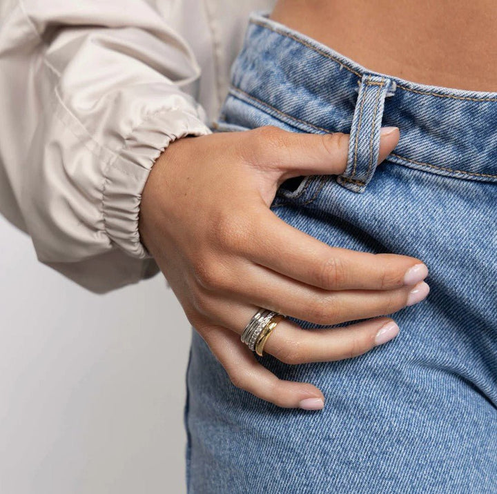 Two Tone Faye Ring Stack - Jaffi&