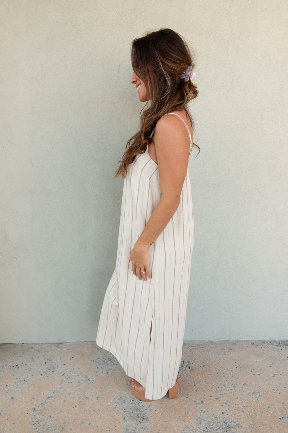 Twyla Maxi Dress - Linen Stripe - Jaffi's