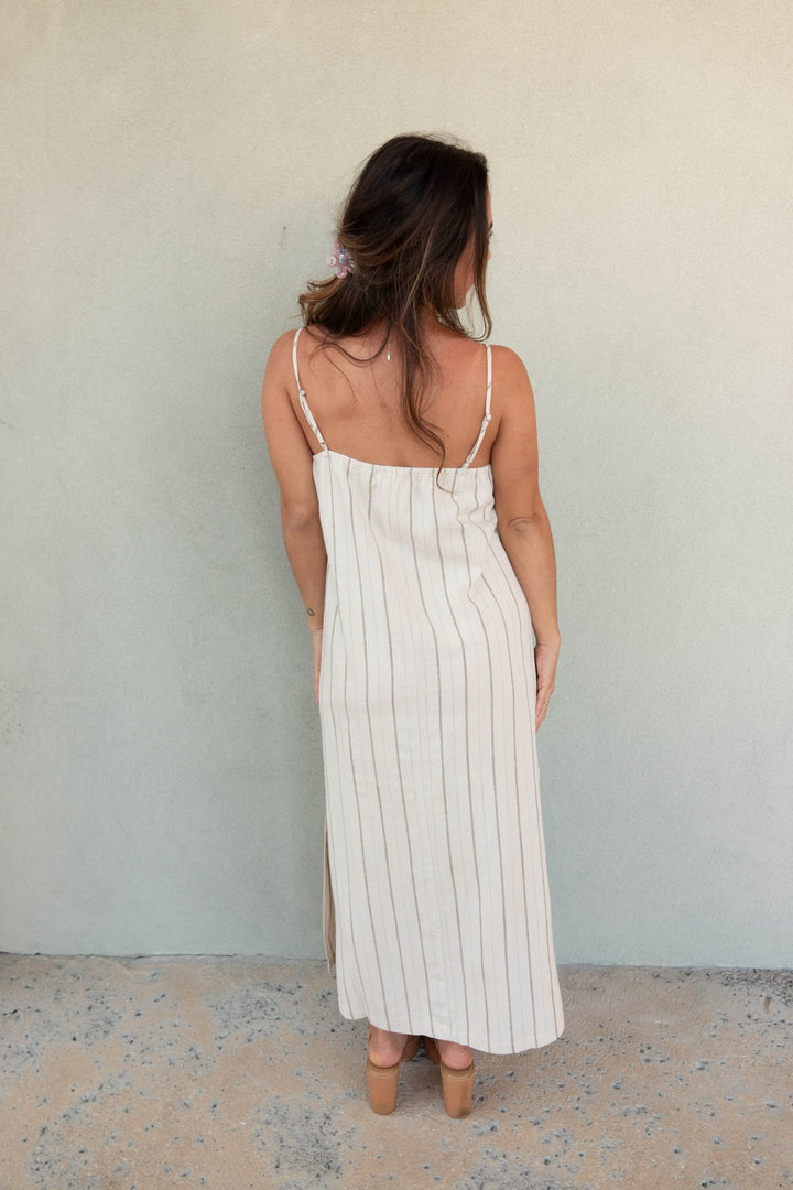 Twyla Maxi Dress - Linen Stripe - Jaffi's