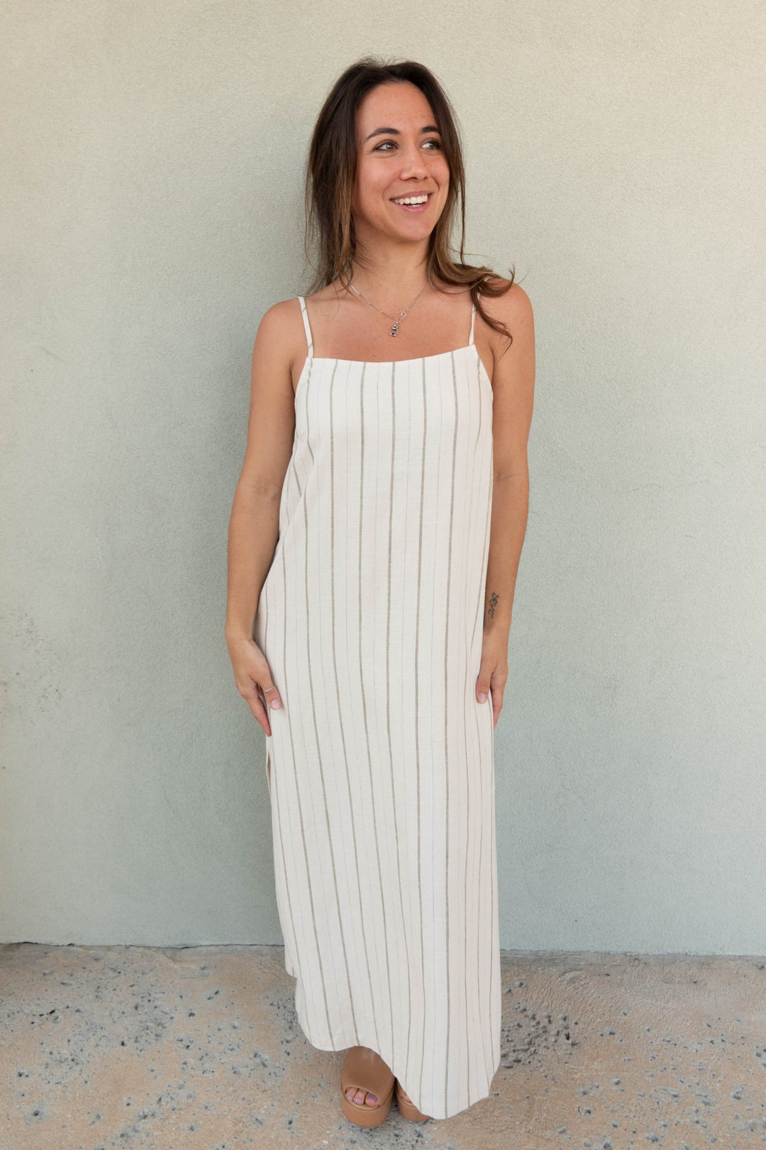 Twyla Maxi Dress - Linen Stripe - Jaffi's