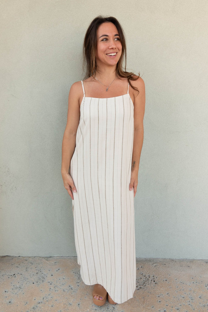Twyla Maxi Dress - Linen Stripe - Jaffi's
