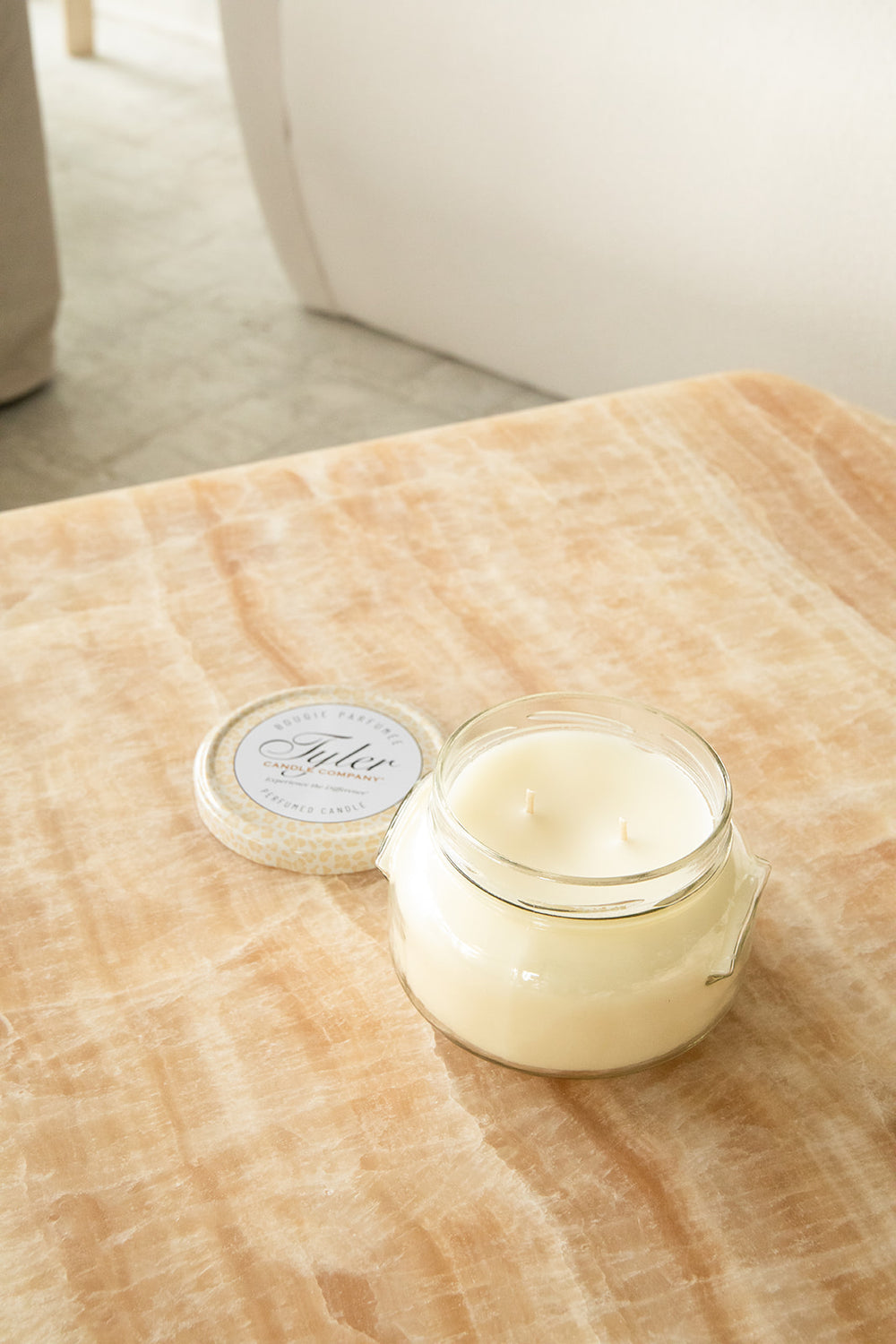 Product shot of Tyler Candle Company candle in 22oz in scent diva.