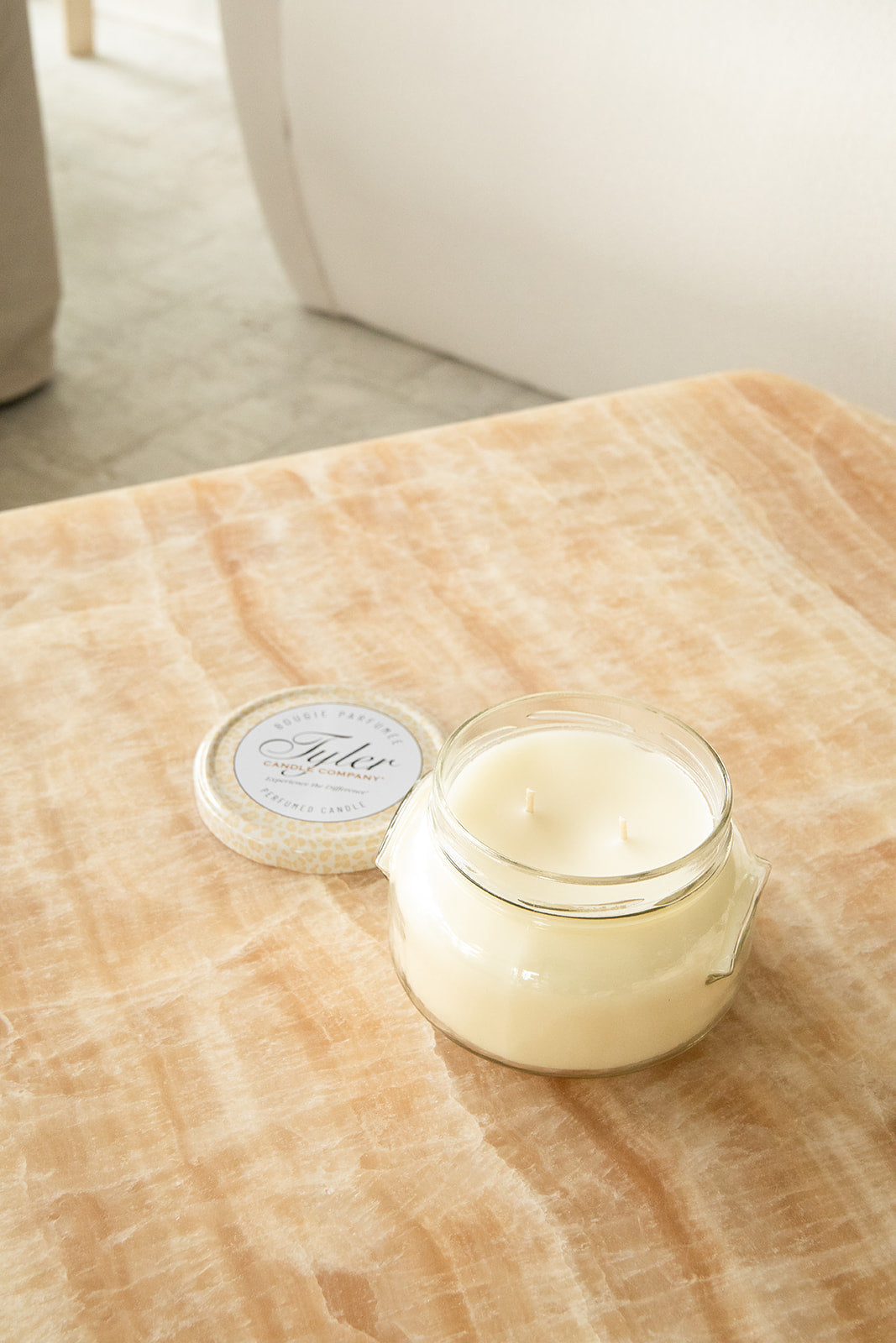 Product shot of Tyler Candle Company candle in 22oz in scent diva.
