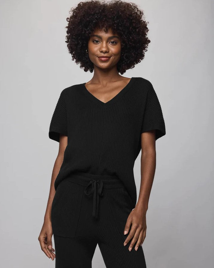 Georgie Cashblend V Neck Sweater - Black