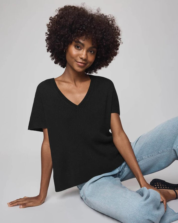 Georgie Cashblend V Neck Sweater - Black