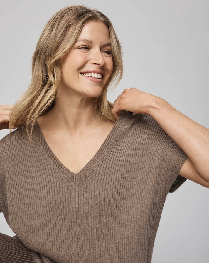 Georgie Cashblend V Neck Sweater - Cedar Brown