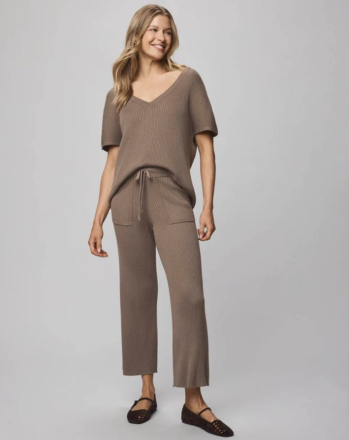 Georgie Cashblend V Neck Sweater - Cedar Brown