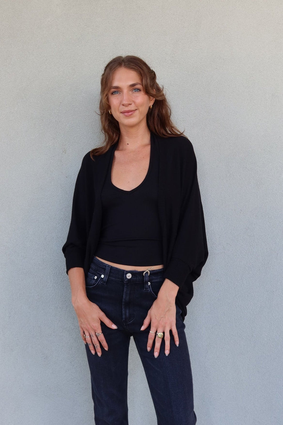Vera Cocoon Cardigan - Black - Jaffi's