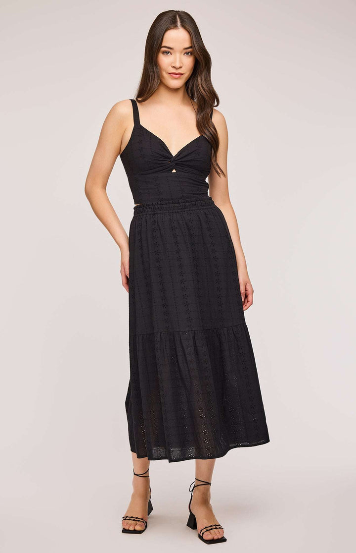 Veronica Eyelet Tank - Black
