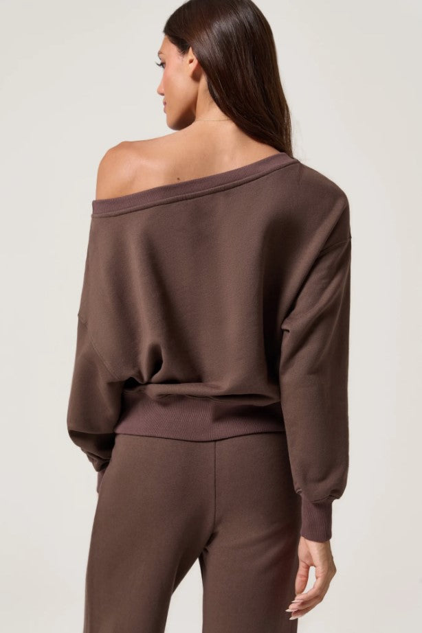 La Vida 2.0 Off the Shoulder Sweatshirt - Earth