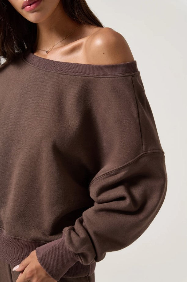 La Vida 2.0 Off the Shoulder Sweatshirt - Earth