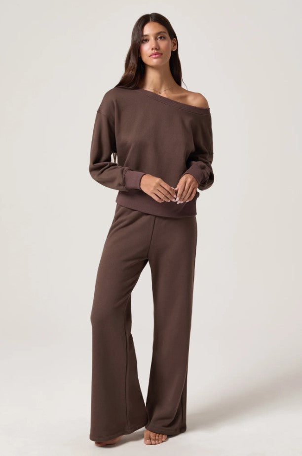 La Vida 2.0 Off the Shoulder Sweatshirt - Earth