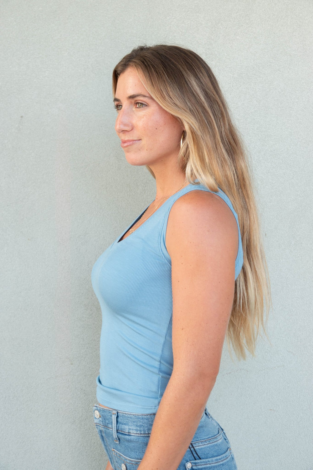 Virelle V Neck Tank - Vintage Mist - Jaffi's