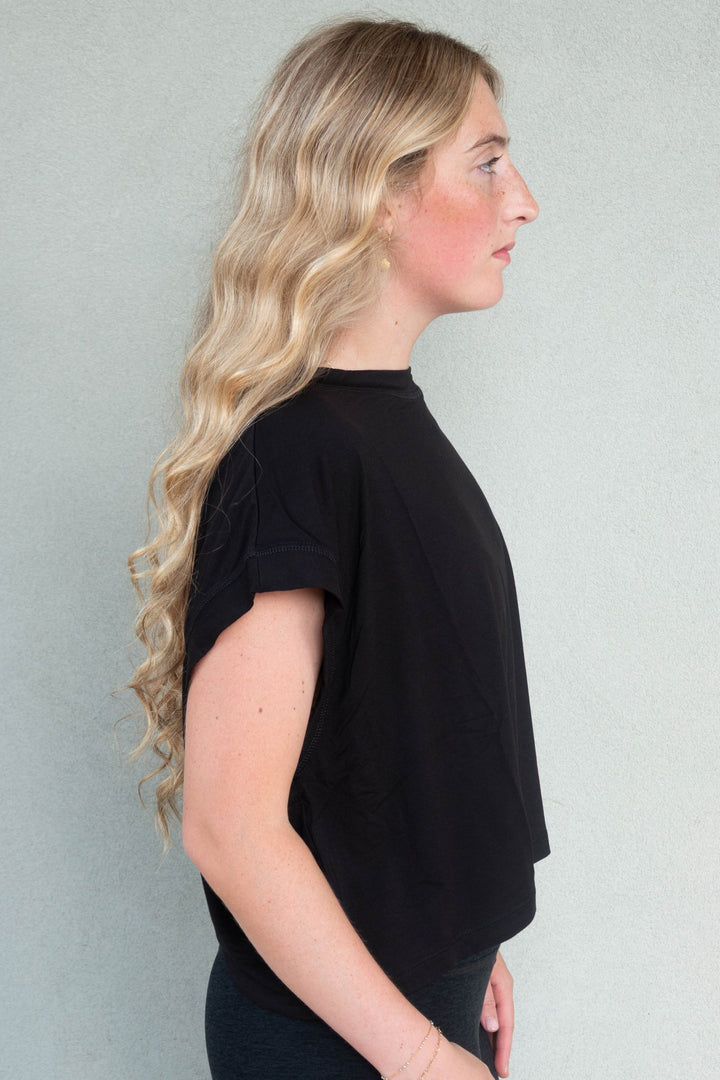 Viscose Modal Open Back Tee - Black - Jaffi&