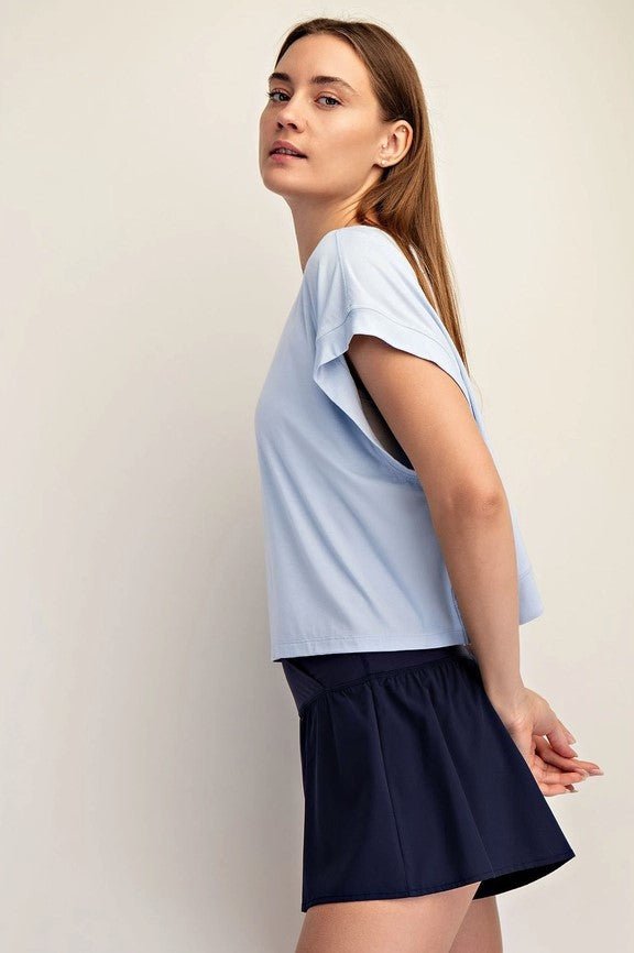 Viscose Modal Open Back Tee - Mist Blue - Jaffi&