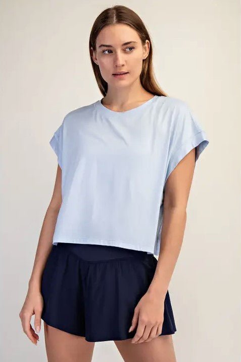 Viscose Modal Open Back Tee - Mist Blue - Jaffi&