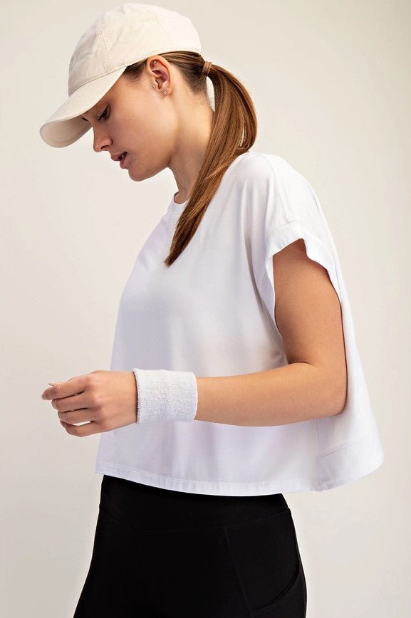 Viscose Modal Open Back Tee - White - Jaffi&