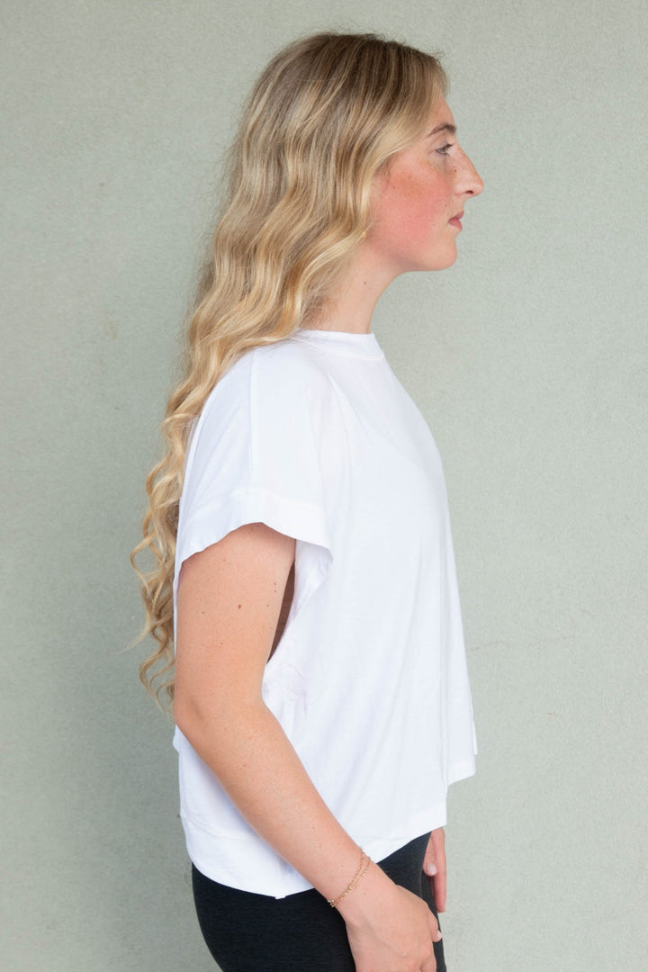 Viscose Modal Open Back Tee - White - Jaffi&