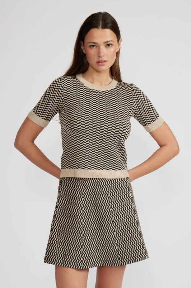 Pip Knit Skirt - Black/Tan