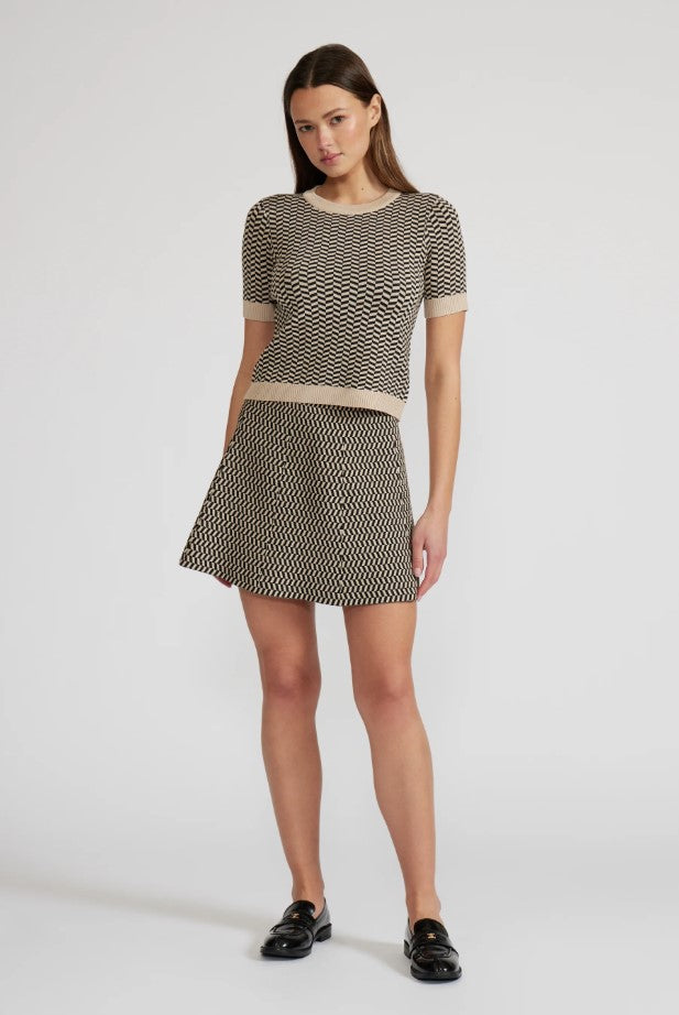 Pip Knit Skirt - Black/Tan