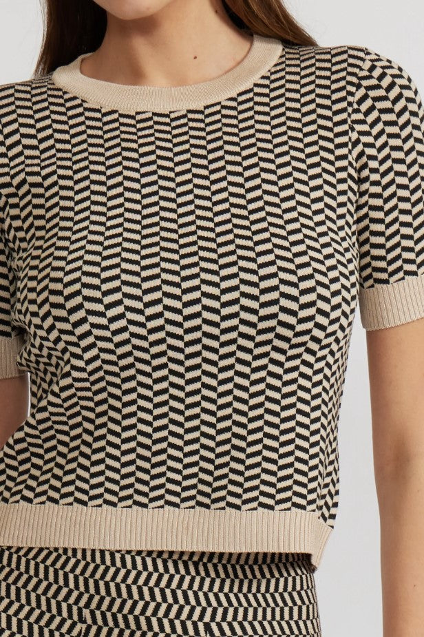 Warren Knit Top - Black/Tan