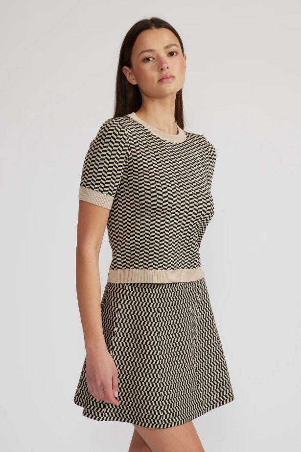 Pip Knit Skirt - Black/Tan