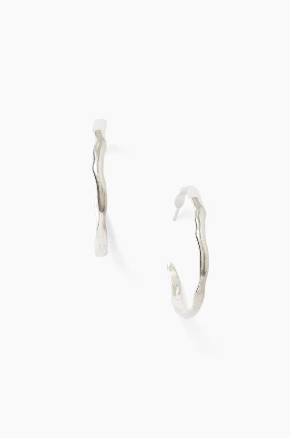 Wave Hoop Earrings - Silver