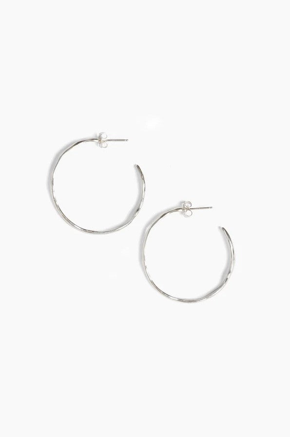 Wave Hoop Earrings - Silver