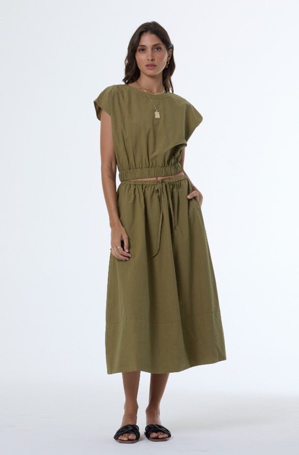 Wendy Midi Skirt - Dark Olive - Jaffi's