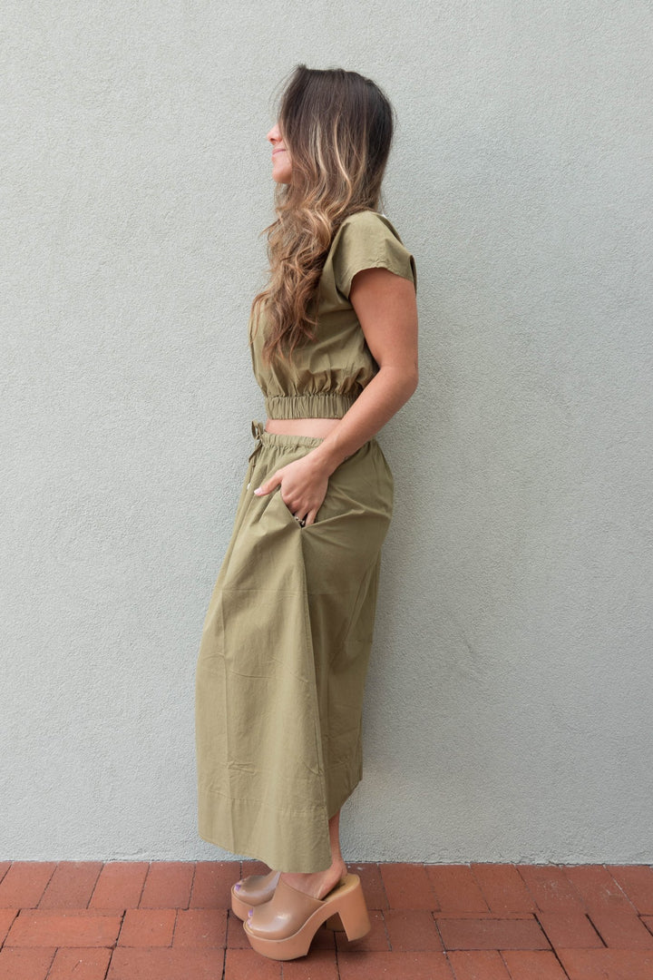 Wendy Midi Skirt - Dark Olive - Jaffi's
