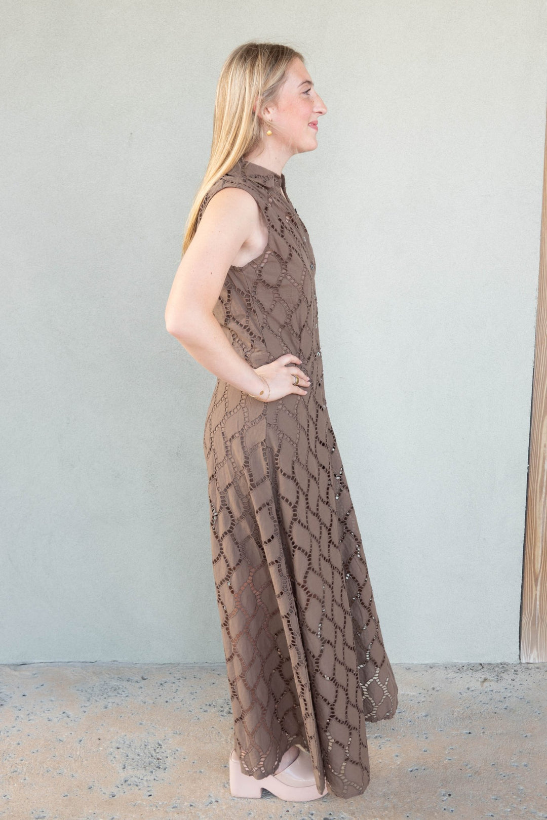 Whitney Dress - Brown Ikat - Jaffi's