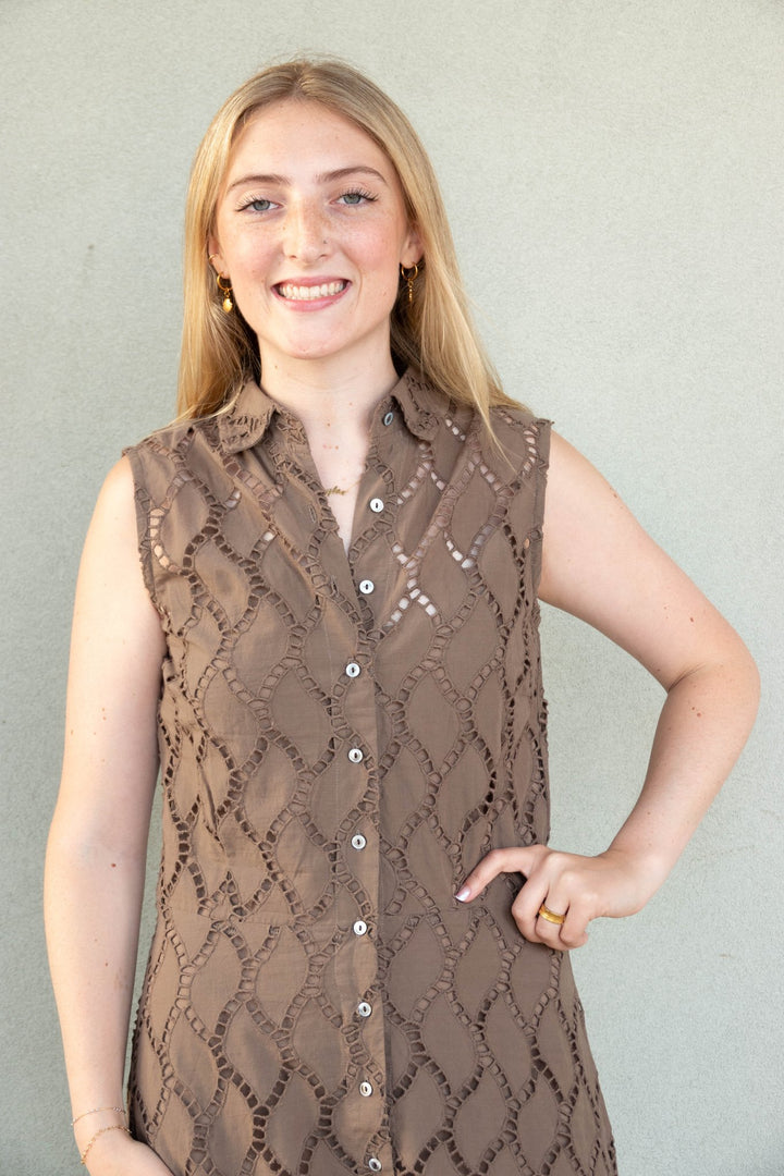 Whitney Dress - Brown Ikat - Jaffi's