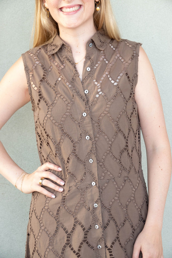 Whitney Dress - Brown Ikat - Jaffi's