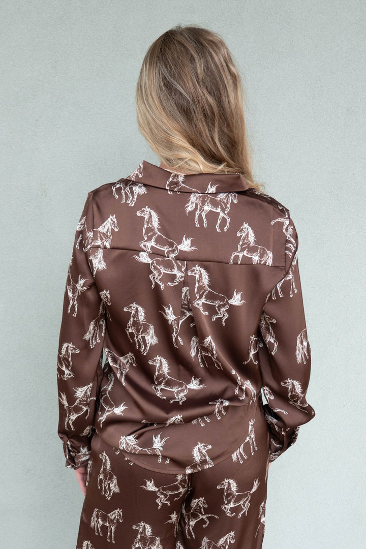 Wild Horses Blouse - Brown/Cream - Jaffi&