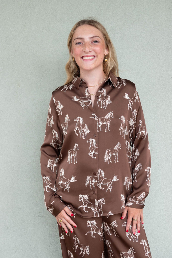 Wild Horses Blouse - Brown/Cream - Jaffi&