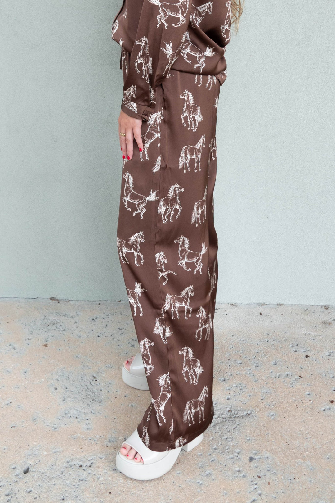 Wild Horses Wide Leg Pant - Brown/Cream - Jaffi&