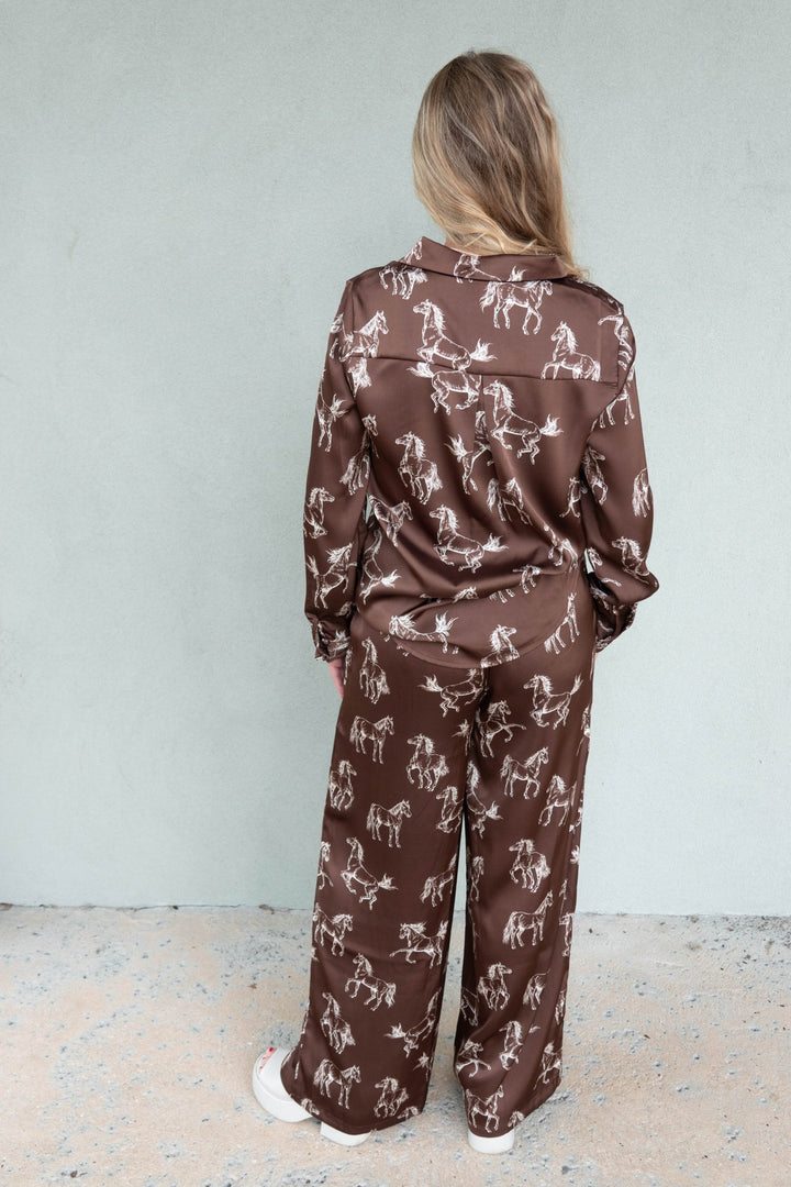 Wild Horses Wide Leg Pant - Brown/Cream - Jaffi&