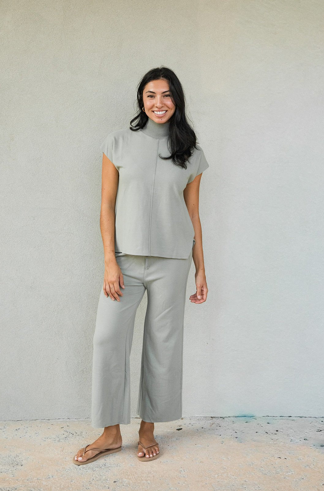 Winslow Mock Neck Pullover - Eucalyptus - Jaffi&