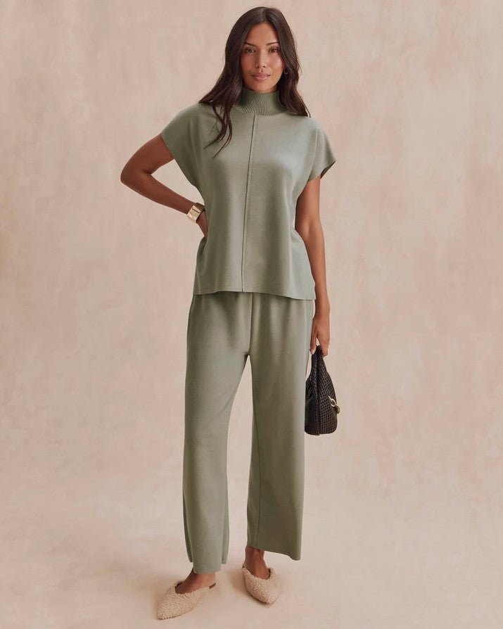Winslow Mock Neck Pullover - Eucalyptus - Jaffi&