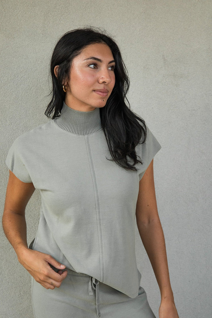 Winslow Mock Neck Pullover - Eucalyptus - Jaffi&