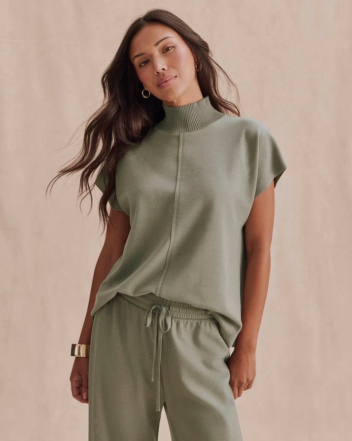 Winslow Mock Neck Pullover - Eucalyptus - Jaffi&