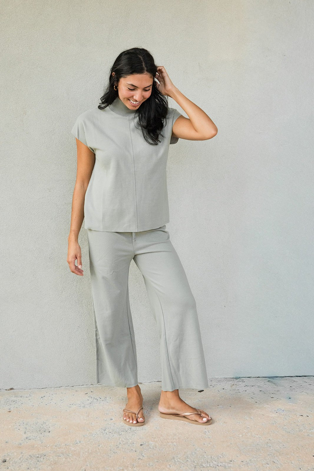 Winslow Mock Neck Pullover - Eucalyptus - Jaffi&