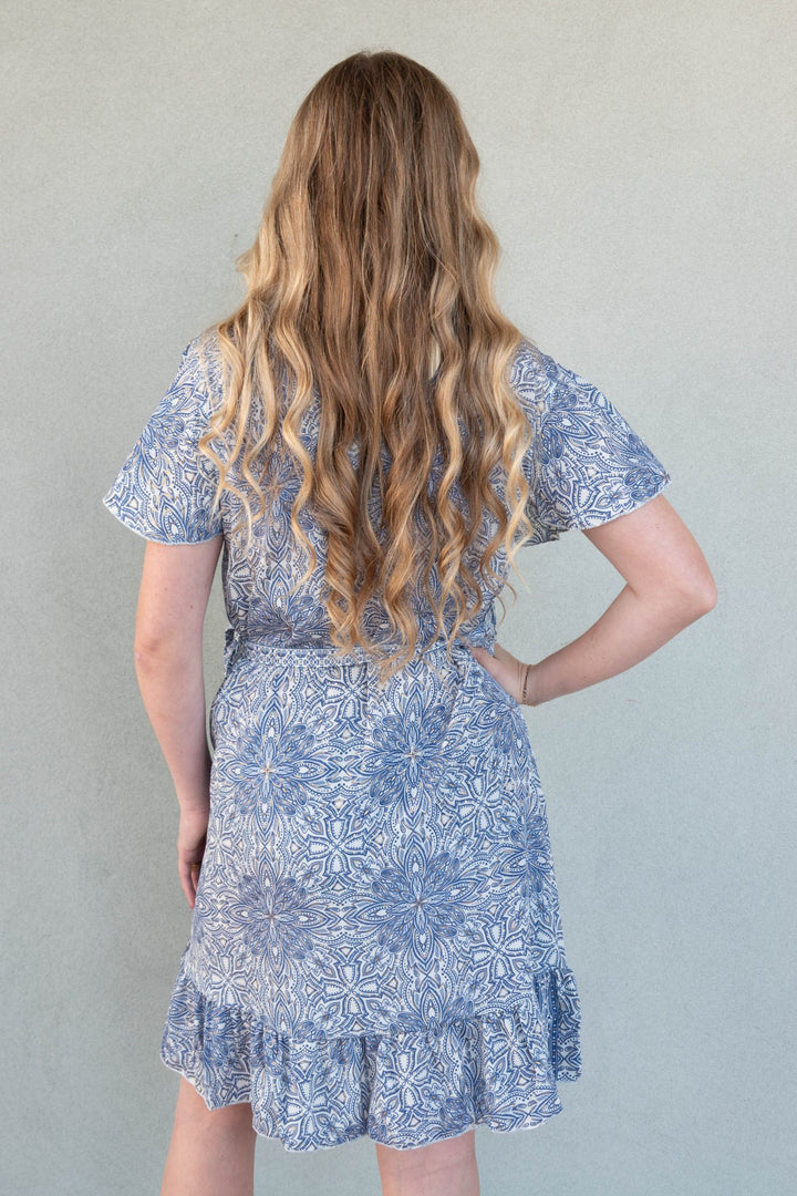 Wrap Dress - Foil Blue - Jaffi's